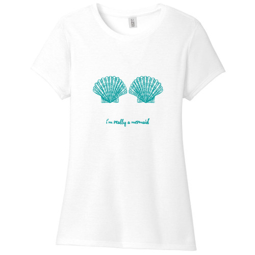 White I'm Really A Mermaid Women's Fitted T-Shirt