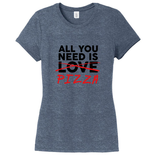 Navy Frost All You Need Is Pizza Women's Fitted T-Shirt
