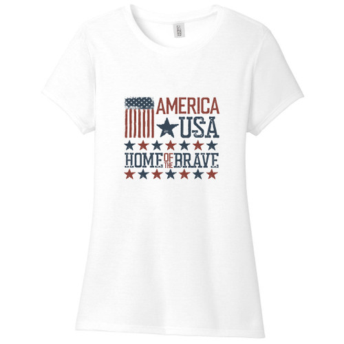 White America USA Home Of The Brave Women's Fitted T-Shirt