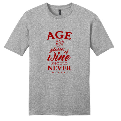 Light Heathered Gray Age And Glasses Of Wine T-Shirt