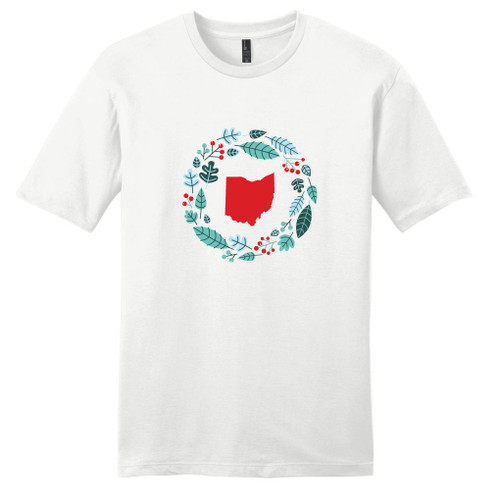 White Custom State Winter Wreath T-Shirt