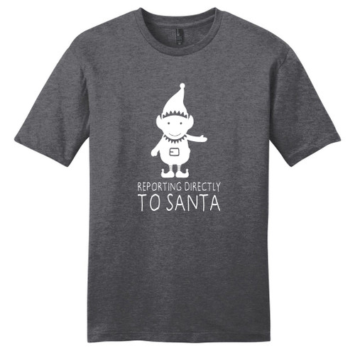 Heathered Charcoal Elf Reporting Directly To Santa T-Shirt