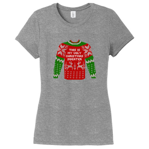 Gray Frost This Is My Ugly Christmas Sweater Women's Fitted T-Shirt