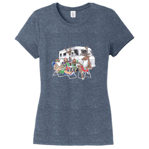 Navy Frost Santa's RV Women's Fitted T-Shirt