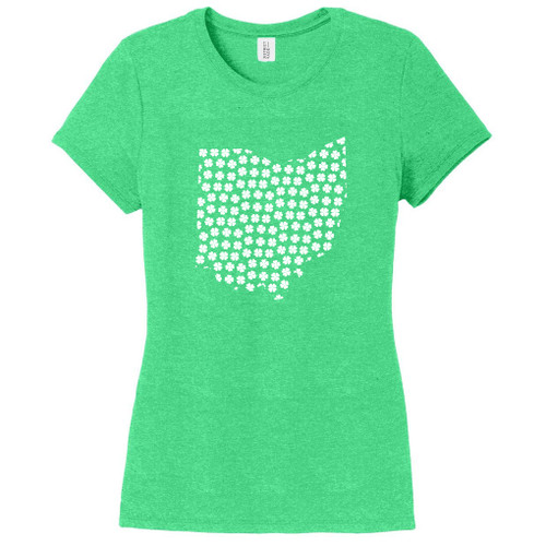 Green Frost Custom Shamrock State Silhouette Women's Fitted T-Shirt