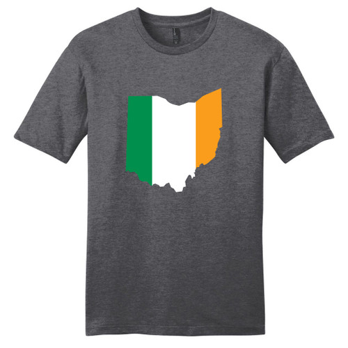 Heathered Charcoal Custom Irish Flag State Silhouette T-Shirt