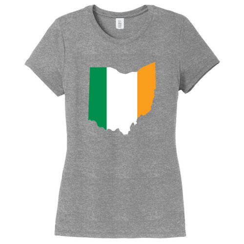 Gray Frost Custom Irish Flag State Silhouette Women's Fitted T-Shirt
