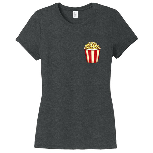 Black Frost Popcorn Pocket Print Women's Fitted T-Shirt