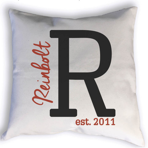 Family name monogram with est. year pillow.