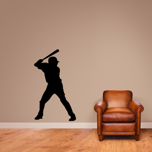Baseball Batter Silhouette Wall Decal 28" wide x 48" tall Sample Image