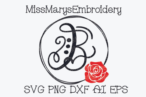 Sketch Rose Monogram Frame SVG Sketch Rose Monogram Frame SVG