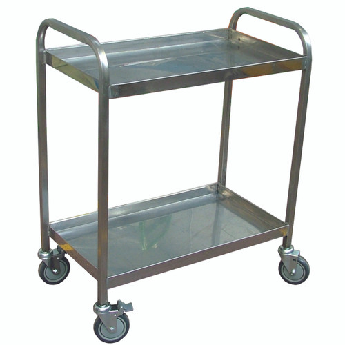 Stainless steel 2 flat shelf Trolley