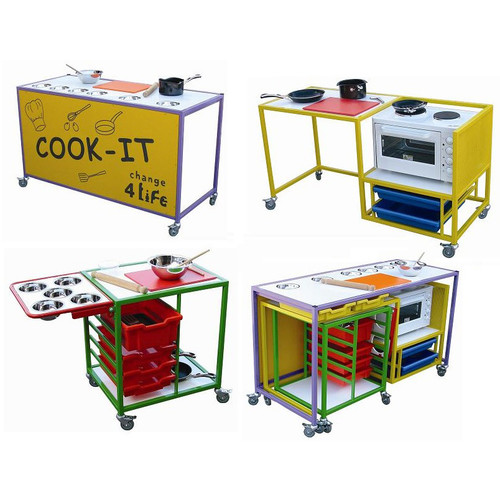 Innovative nesting systems allows easy storage of a number of trolleys together