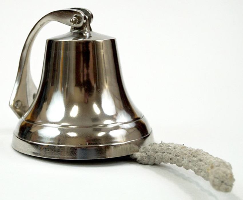 Solid Aluminum Ship's Bell 6" Chrome Finish Nautical Decor CaptJimsCargo