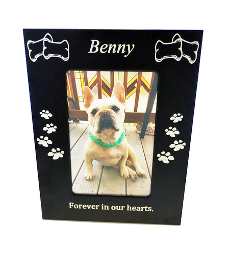 4 Paws Photo Frame - Black Metal with Bones