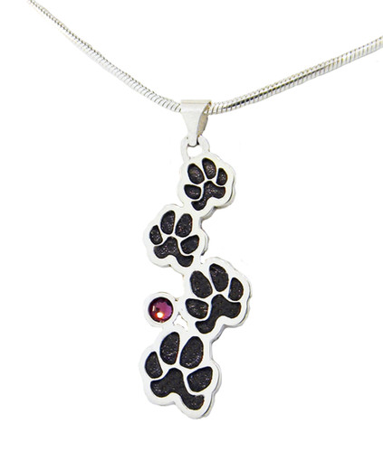 Custom Paw Journey Pendant with Crystal