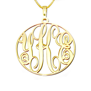 14k Gold Monogram Necklace - ANG303 14k Gold Monogram Necklace - ANG303