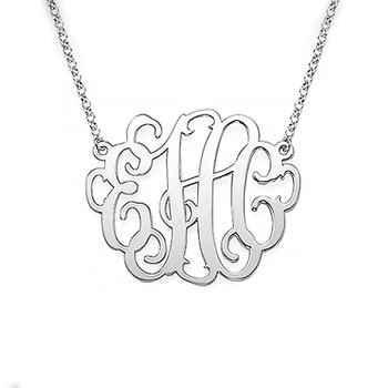 Silver Monogram Necklace - 1 inch - 0.925 - ANS006 Silver Monogram Necklace - 1 inch - 0.925 - ANS006