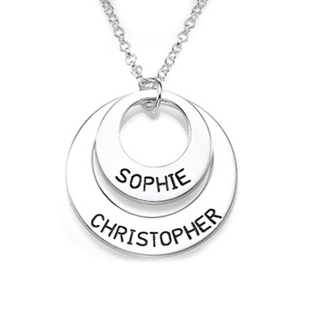 Silver Discs Name Necklace - 0.925 - ANS007 Silver Discs Name Necklace - 0.925 - ANS007