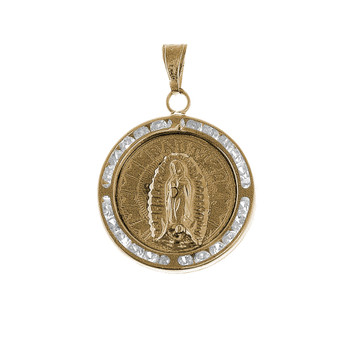 Yellow Gold Baptism Medal with CZ - 14 K - BPT004 Yellow Gold Baptism Medal with CZ - 14 K - BPT004