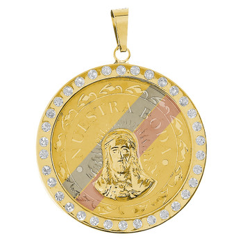 Yellow Gold Wedding Medal with CZ - 14 K - WRP021 Yellow Gold Wedding Medal with CZ - 14 K - WRP021