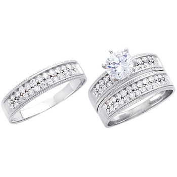 White Gold Trio Set CZ - 14 K - TC231 White Gold Trio Set CZ - 14 K - TC231