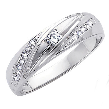White gold wedding band with CZ. 14K 3.9 gr. - RG167 White gold wedding band with CZ. 14K 3.9 gr. - RG167