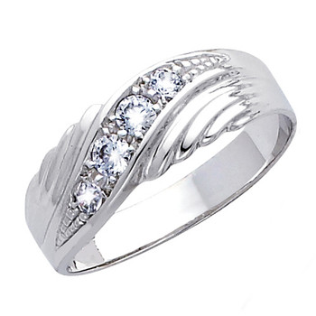White gold wedding band with CZ. 14K 3.2 gr. - RG163 White gold wedding band with CZ. 14K 3.2 gr. - RG163