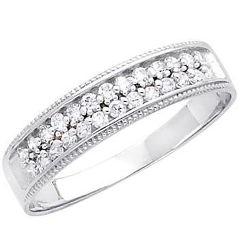 White gold wedding band with CZ. 14K 2.6 gr. - RG231 White gold wedding band with CZ. 14K 2.6 gr. - RG231