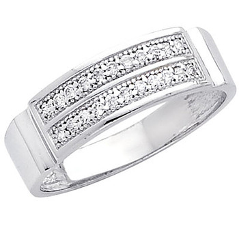 White gold wedding band with CZ. 14K 3.5 gr. - RG229 White gold wedding band with CZ. 14K 3.5 gr. - RG229