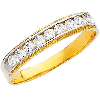 Yellow gold wedding band with CZ - 14K 2.7 gr. - RG227 Yellow gold wedding band with CZ - 14K 2.7 gr. - RG227
