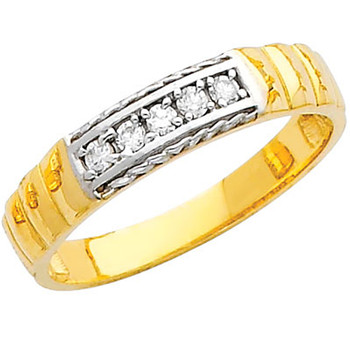 Yellow gold wedding band with CZ - 14K 3.2 gr. - RG225 Yellow gold wedding band with CZ - 14K 3.2 gr. - RG225
