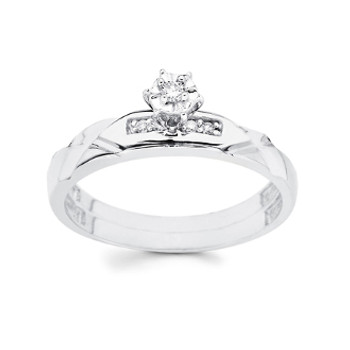 White Gold Engagement Ring 14K 0.09 Ct - DRG13E White Gold Engagement Ring 14K 0.09 Ct - DRG13E