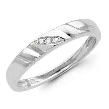 White gold wedding band with Diamonds - 14K 0.03Ct - DRG9B White gold wedding band with Diamonds - 14K 0.03Ct - DRG9B