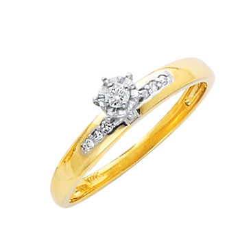 Yellow Gold Engagement Ring - 14K 0.09 Ct - DRG15E Yellow Gold Engagement Ring - 14K 0.09 Ct - DRG15E
