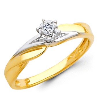 Yellow Gold Engagement Ring - 14K 0.07 Ct - DRG5E Yellow Gold Engagement Ring - 14K 0.07 Ct - DRG5E
