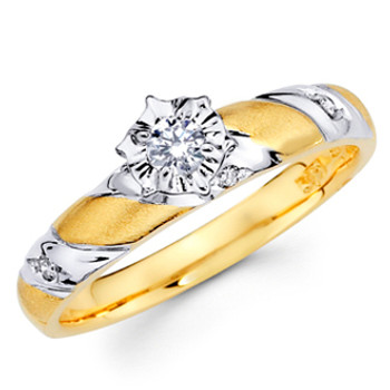 Yellow Gold Engagement Ring - 14K 0.15 Ct - DRG3E Yellow Gold Engagement Ring - 14K 0.15 Ct - DRG3E
