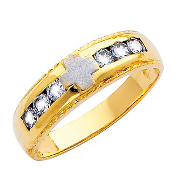 Yellow gold wedding band with CZ - 14K 3.8 gr. - RG157 Yellow gold wedding band with CZ - 14K 3.8 gr. - RG157
