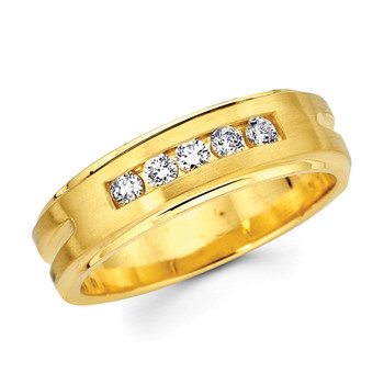 Yellow gold wedding band with diamonds - BD2-22 Yellow gold wedding band with diamonds - BD2-22