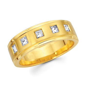 Yellow gold wedding band with diamond - BD2-20 Yellow gold wedding band with diamond - BD2-20