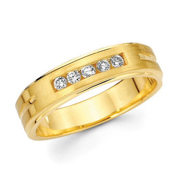 Yellow gold wedding band with diamonds - BD2-21 Yellow gold wedding band with diamonds - BD2-21