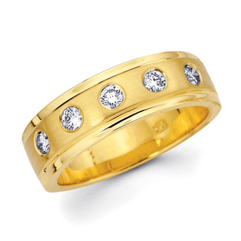 Yellow gold wedding band with diamonds. - BD2-18 Yellow gold wedding band with diamonds. - BD2-18