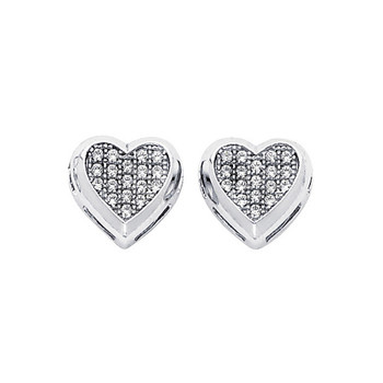 White Gold Earrings - CZ - 14 K - ER319 White Gold Earrings - CZ - 14 K - ER319