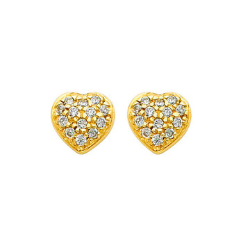 Yellow Gold Earrings - CZ - 14 K - ER318 Yellow Gold Earrings - CZ - 14 K - ER318