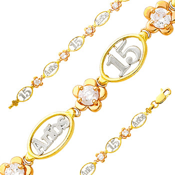Forever 15 - Yellow / White / Red Gold Bracelet - 6.7 gr - AB158 Forever 15 - Yellow / White / Red Gold Bracelet - 6.7 gr - AB158