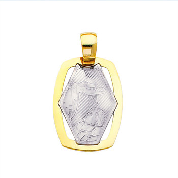 Yellow / White Gold Baptism Medal 14 K. 1.1 gr. -PT230 Yellow / White Gold Baptism Medal 14 K. 1.1 gr. -PT230