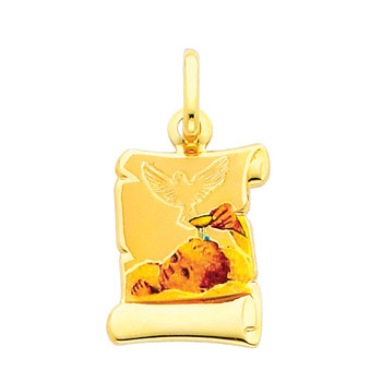 Yellow Gold Baptism Medal - 14 K. 1.0 gr. - PT208 Yellow Gold Baptism Medal - 14 K. 1.0 gr. - PT208