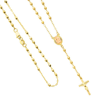 Yellow / White / Red Gold Rosary Necklace - 14 K - NK64 Yellow / White / Red Gold Rosary Necklace - 14 K - NK64