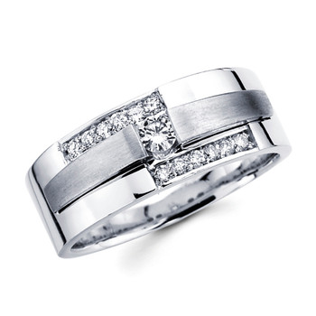 White gold wedding band with diamonds - BD1-4 White gold wedding band with diamonds - BD1-4