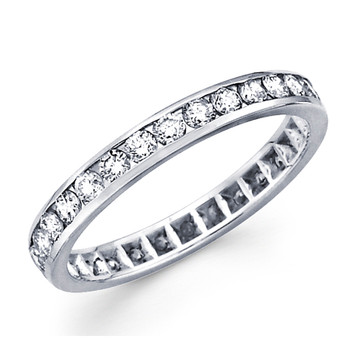 White gold wedding band with diamonds - 14 K - BD5-2 White gold wedding band with diamonds - 14 K - BD5-2